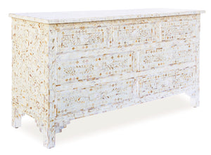Evan Mother of Pearl Inlay Chest of Drawer with 7 Drawers_ 150 cm Length