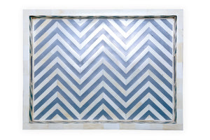 Pheobe Bone Chevron Pattern Tray in Blue_ 45 x 30 cm