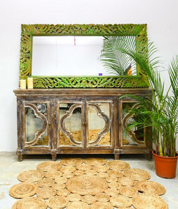 Rebbeca_Indian Solid Wood Rectangular Carved Mirror_90 x 180 cm