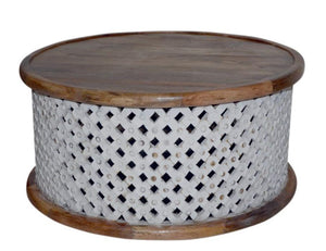 Claire Solid Mango Wood Hand Carved Jali Coffee Table