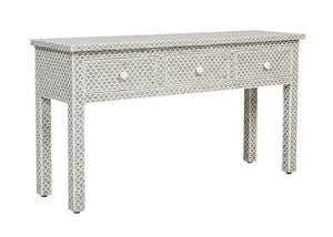 Sebba Bone Inlay Console Table with 3 Drawers_Vanity Table_130 cm