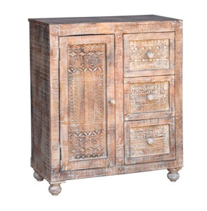 Patti_Wooden Chest of Drawer_3 Multi Drawers & 1 Door_ 80 cm Length