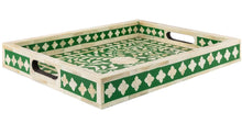 Load image into Gallery viewer, Irvette Bone Inlay Tray Floral Pattern Tray _45 x 35 cm
