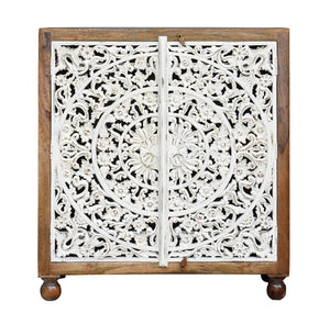 Rorry_Solid Indian Wood Carved 2 Door Cabinet_Dresser_ 90 cm Length