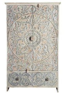 Klaus_Solid Indian Wood Hand Carved Cupboard_Height 190 cm