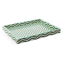 Load image into Gallery viewer, Paula Bone Inlay Tray with Chevron Pattern_ 45 x 35 cm
