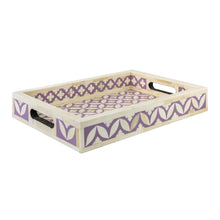 Load image into Gallery viewer, Elias Bone Inlay Tray Geometric Pattern Tray in Blue_ 35 x 25 cm
