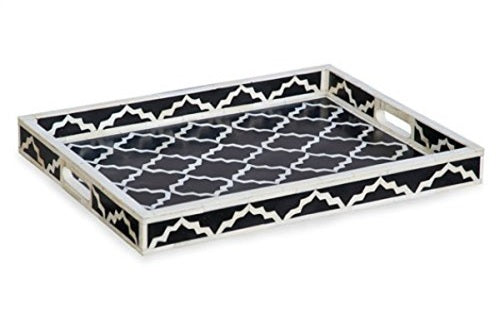 Navya Bone Inlay Tray with Moroccan Pattern _45 x 30 cm