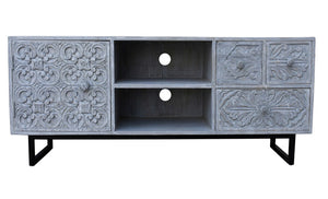 Cora Hand Carved TV Console Table_Media Cabinet_TV Cabinet