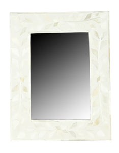 Fadden_Floral Pattern Bone Inlay Photo Frame in White