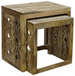 Alexa_Nesting Tables with Carved Sides_Wooden Side Table