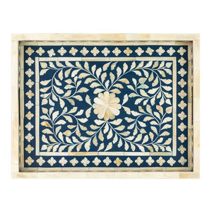 Ben Bone Inlay Tray with Floral Pattern_ 46 x 35.5 cm