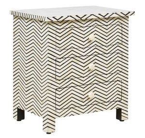 Riwi Bone Inlay 3 Drawer Bed Side Table
