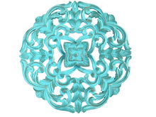 Load image into Gallery viewer, Lisa B Aqua Blue Wooden Carving Wall Panel
