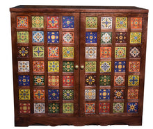 Load image into Gallery viewer, Wheaton_Solid Wood Tile Bar Cabinet
