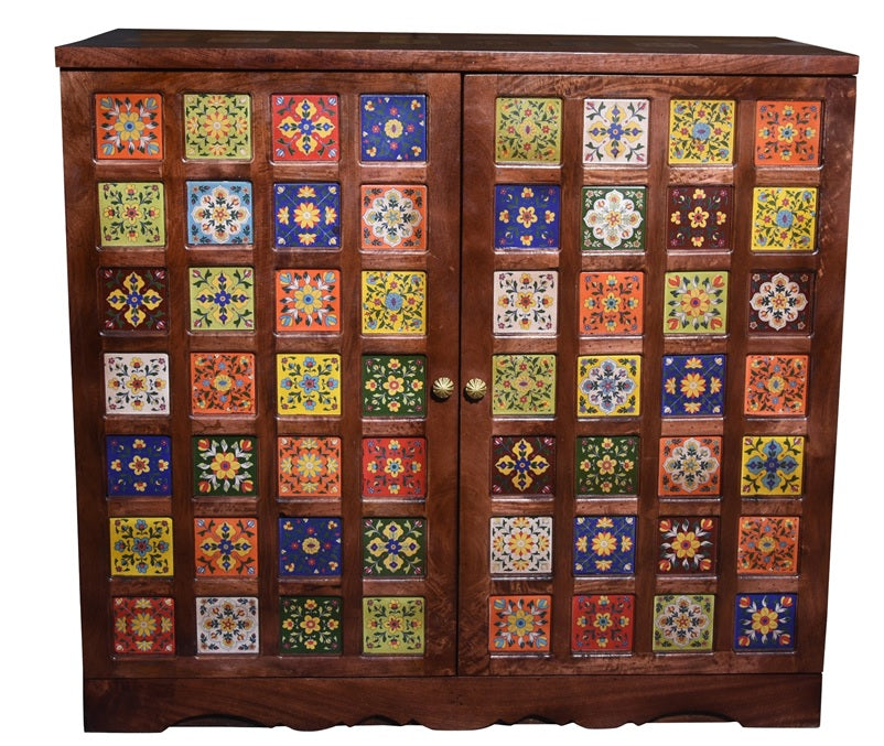 Wheaton_Solid Wood Tile Bar Cabinet