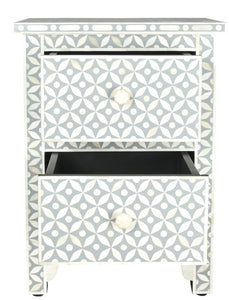 Shan_Bone inlay 2 Drawer Bed Side Table