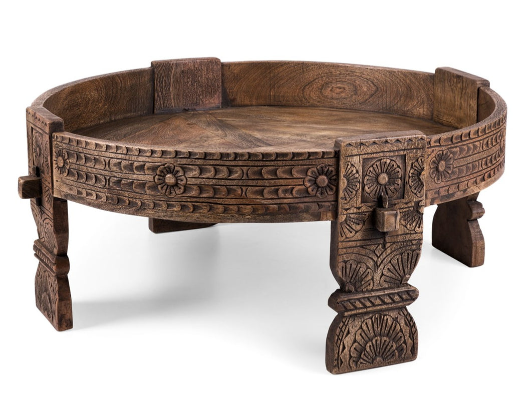 Eric_Indian Carved Chakki Coffee Table_75 Dia cm