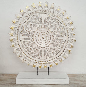 Biba_Hand Carved Panel_Table Decor_White with Gold finish