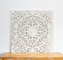 Load image into Gallery viewer, Kate _Wooden Carved Square Wall Panel_90 x 90 cm_White Washed
