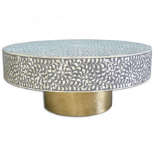 Load image into Gallery viewer, Sherri_Round Bone Inlay Coffee Table with brass Base_100 Dia cm
