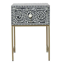 Load image into Gallery viewer, Jessi Bone Inlay Bed Side Table with Metal Stand
