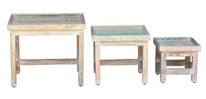 Lyric_Solid Indian Wood Hand Painted Nesting Table Set of 3