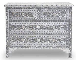 Joel_Mother of Pearl Inlay Chest of Drawer with 4 Drawers_ 100 cm Length