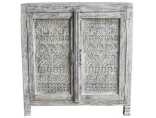 Load image into Gallery viewer, Anna White Hand Carved Indian Wood Cabinet_Chest_ 90 cm Length
