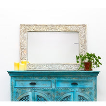 Load image into Gallery viewer, Eleanor Hand Carved Solid Indian Wood Floral Mirror_Available in 2 sizes
