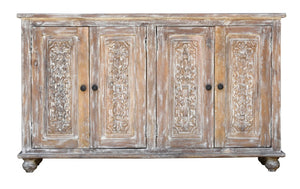 Colin _Hand Carved Solid Indian Wood Shoe Cabinet