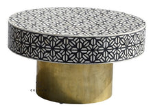 Load image into Gallery viewer, Sneha _Round Bone Inlay Table with brass Base_100 Dia cm
