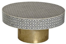 Load image into Gallery viewer, Shan_Round Bone Inlay Table with brass Base_100 Dia cm
