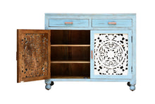 Load image into Gallery viewer, Elsa Wooden Hand Carved Chest with 2 Doors &amp; 2 Drawers_ 110 cm Length
