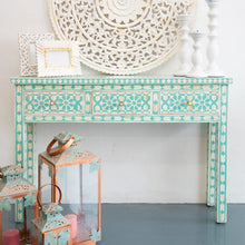 Load image into Gallery viewer, Nida Bone Inlay Console Table with 3 Drawers_Vanity Table_120 cm
