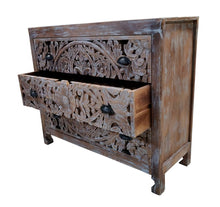 Load image into Gallery viewer, Herran_Hand Carved Wooden Chest of Drawer_ 100 cm Length
