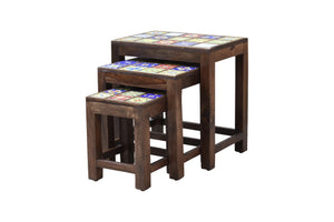 Freya Solid Wood Painted Nesting Table Set of 3