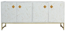 Load image into Gallery viewer, Chaanila_Bone Inlay Side Board with metal Base gold finish
