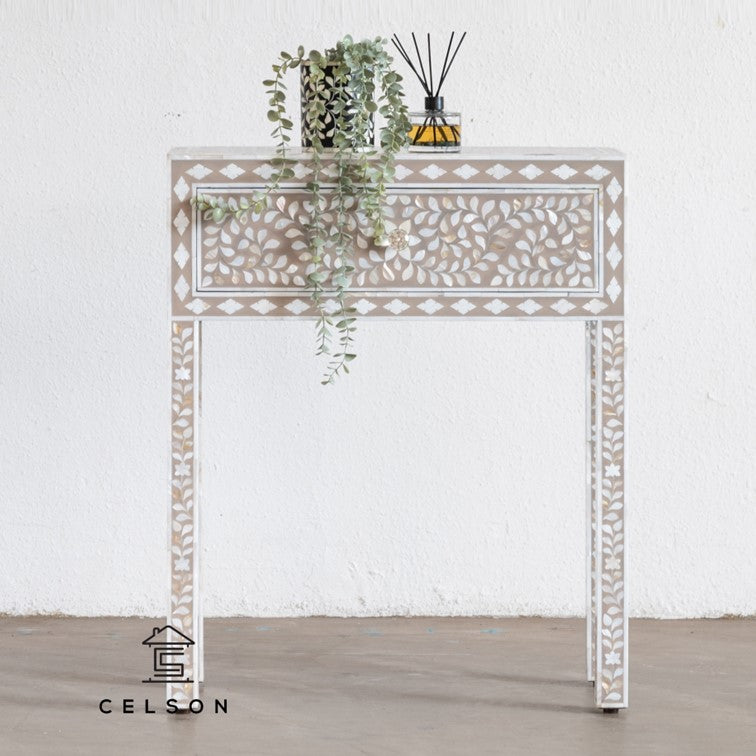 Elle_Mother of Pearl Inlay Console Table with 1 Drawer_Vanity Table_70 cm