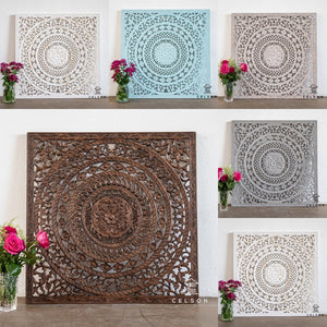 Liza_Carved Wooden Wall Panel _Wall Decor_90 x 90cm__Available in 5 colors