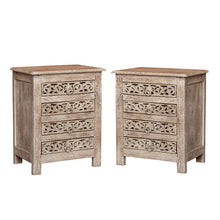 Load image into Gallery viewer, Kenna Jose_Hand Carved Bed Side Table Set of 2
