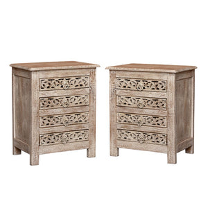 Kenna Jose_Hand Carved Bed Side Table Set of 2
