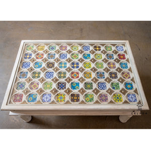 Sai_Solid Indian Wood Carved Tile Coffee Table