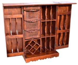Jane_Solid Wood with Tile Bar Cabinet