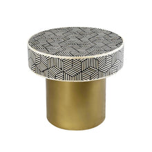 Load image into Gallery viewer, Pineapple_Round Bone Inlay Side table with Brass Base
