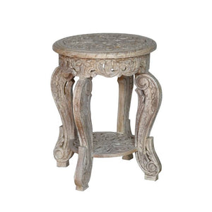 Riva_Wooden hand carved Stool_End Table_Accent Table