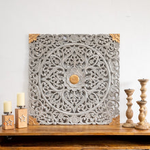 Load image into Gallery viewer, Emily Gold_Square Carved Wooden Wall Panel in Grey_Wall Decor
