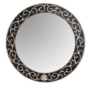 Hina_ Mother of Pearl Inlay Round Wall Mirror_80 Dia cm
