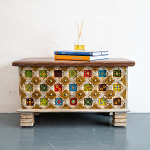 Mira Solid Wood Tile Trunk_Storage Trunk_Bench_80 cm