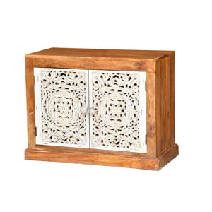 Harris_Hand Carved Solid Indian Wood Shoe Cabinet_Shoe Rack_Cabinet